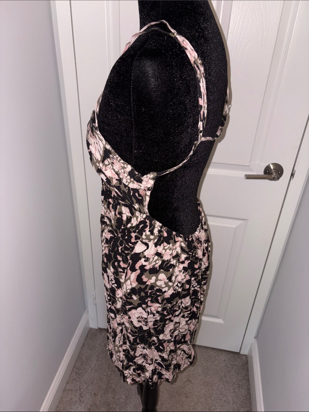 Free People Black and Pink Floral Slip Dress